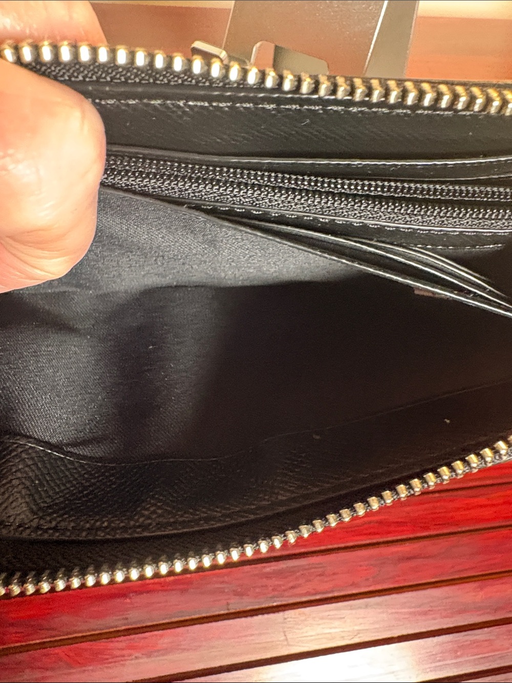 Coach Black and Gray Signature Zip Around Wallet - Picture 9 of 10